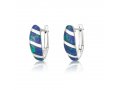 Earrings with Curved Eilat Stone Inlay and Silver Stripes – Sterling Silver