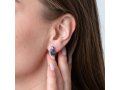 Earrings with Curved Eilat Stone Inlay and Silver Stripes – Sterling Silver