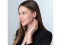 Earrings with Curved Eilat Stone Inlay and Silver Stripes – Sterling Silver