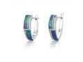 Earrings with Strips of Eilat Stone and Beading - Sterling Silver
