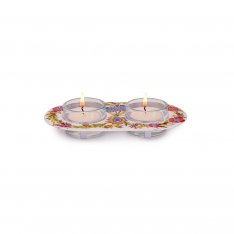 Eastern Flower Design Glass and Metal Candle Holders for Tea Lights - Yair Emanuel
