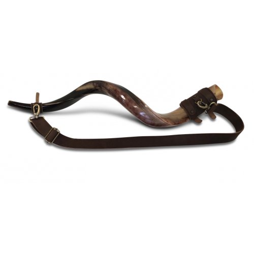 Elegant Leather Shoulder Carrying Strap for a Kudu Horn Yemenite Shofar