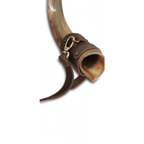 Elegant Leather Shoulder Carrying Strap for a Kudu Horn Yemenite Shofar