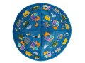 Embroidered Kippah for Children, Colorful Trains on Blue - Yair Emanuel