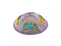 Embroidered Kippah for Children, Colorful Trucks on Lilac - Yair Emanuel