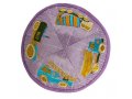 Embroidered Kippah for Children, Colorful Trucks on Lilac - Yair Emanuel
