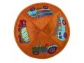 Embroidered Kippah for Children, Colorful Trucks on Orange - Yair Emanuel