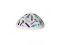 Embroidered Kippah for Children, Tools on White - Yair Emanuel