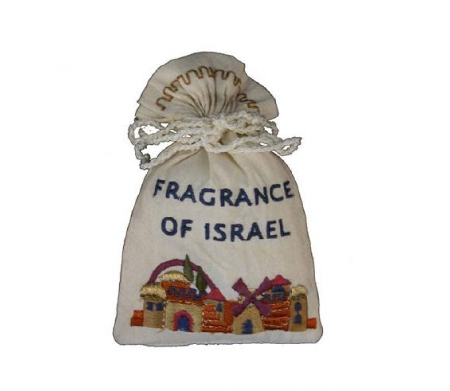 Embroidered Silk Havdalah Spice Bag with Cloves, Jerusalem Design - Yair Emanuel