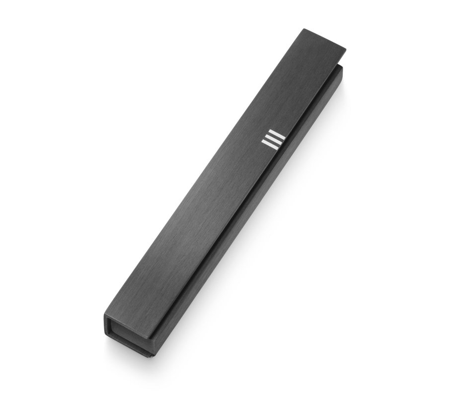 Envelope Style with Shin Mezuzah Case in Brushed Aluminum, Dark Gray - Adi Sidler