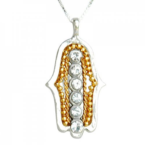 Ester Shahaf 6 Crystal Hamsa Necklace