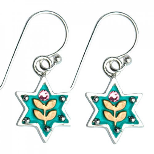 Ester Shahaf Earrings - Turquoise Star of David