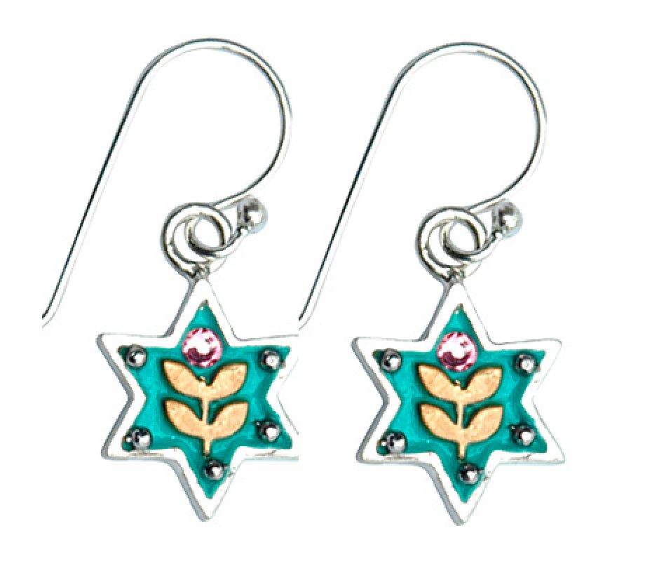 Ester Shahaf Earrings - Turquoise Star of David