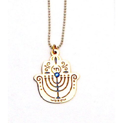 Ester Shahaf Hamsa Menorah Necklace