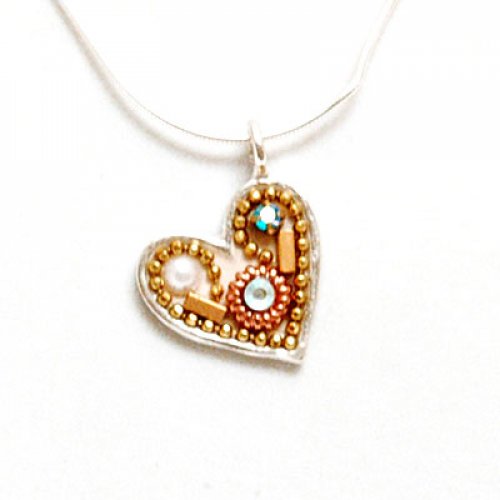Ester Shahaf Heart Necklace with metal accents