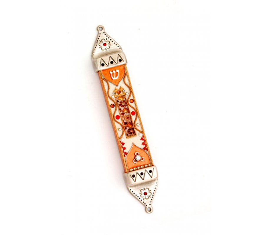 Ester Shahaf Mezuzah Case in Orange Tones
