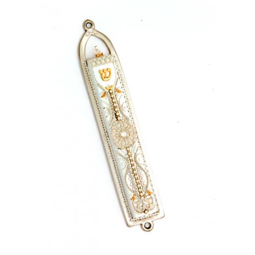 Ester Shahaf Orange-White Mezuzah Case