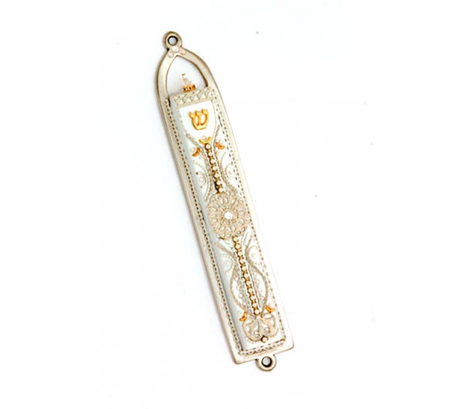 Ester Shahaf Orange-White Mezuzah Case