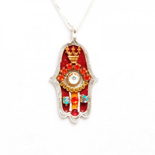 Ester Shahaf Red Hamsa Necklace