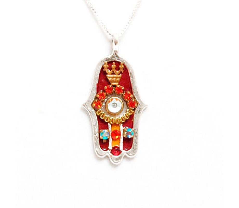 Ester Shahaf Red Hamsa Necklace