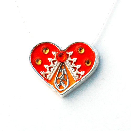 Ester Shahaf Red-Orange Heart Necklace