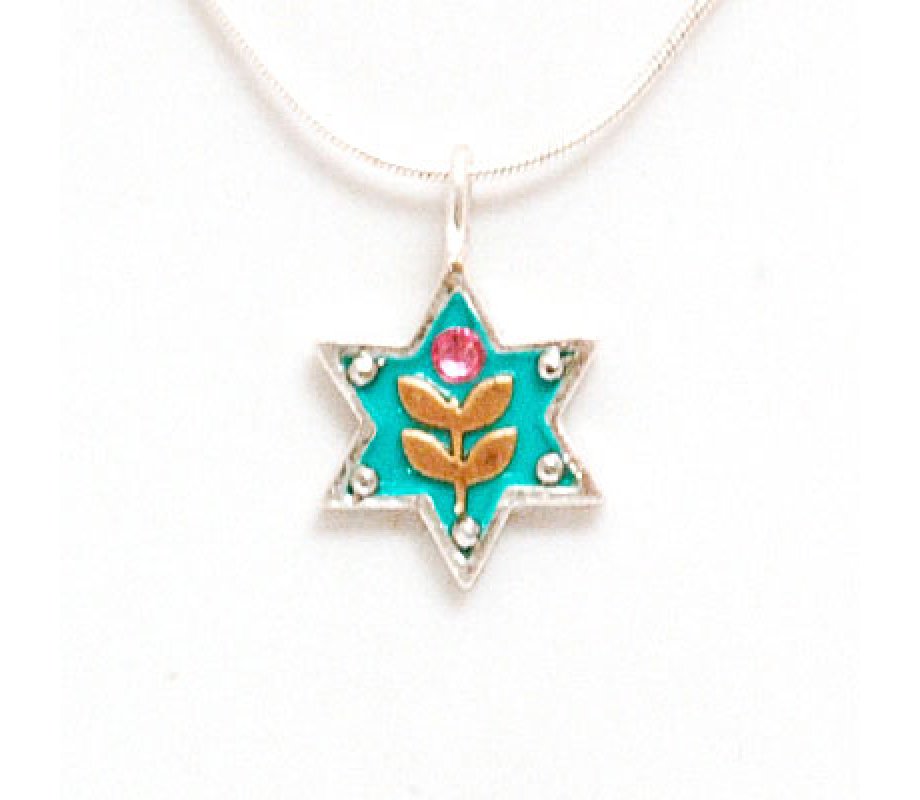 Ester Shahaf Star of David Necklace with Flower