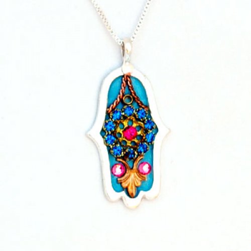 Ester Shahaf Turquoise Hamsa Necklace