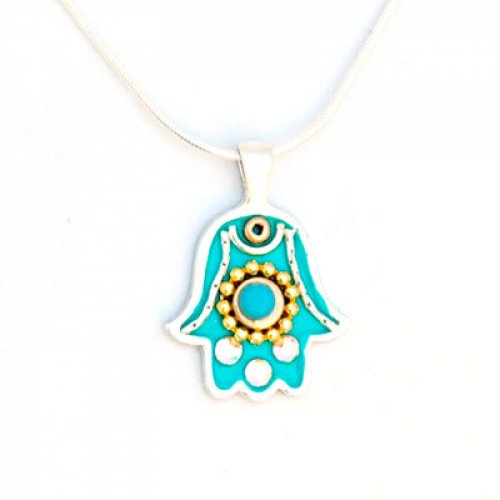 Ester Shahaf turquoise Silver Hamsa