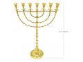 Extra Large Seven Branch Menorah, Decorative Gleaming Gold Brass  22