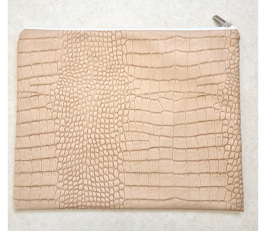 Faux Leather Crocodile Design Tallit and Tefill Bag Set - Two Tone Light Brown