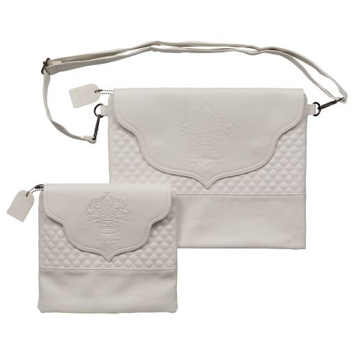 Faux Leather Prayer Shawl & Tefillin Bag with Crown and Shoulder Strap