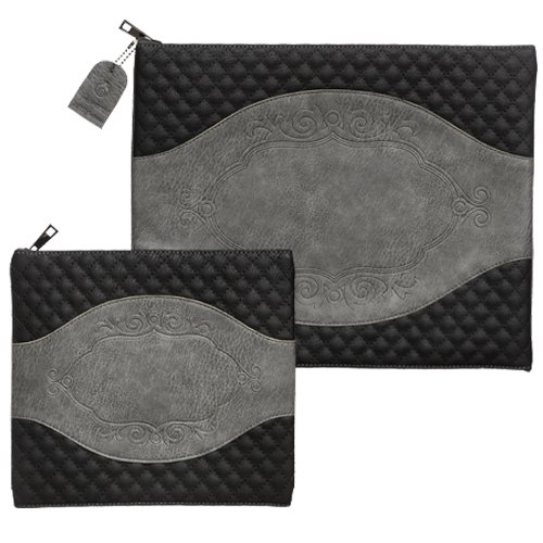 Faux Leather Tallit and Tefillin Bag Set with - Grays