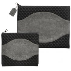 Faux Suede Tallit and Tefillin Bag Set with - Grays