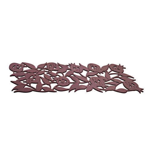 Felt Table Runner with Cutout Leafy Pomegranates, Maroon - Dorit Judaica