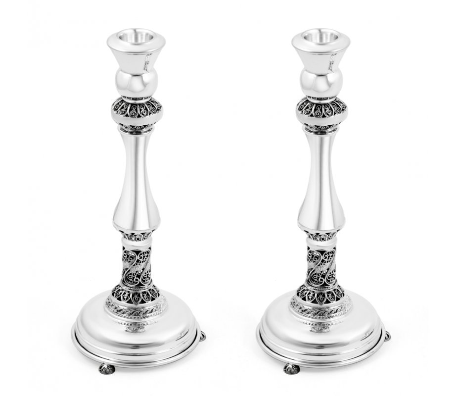 Filigree Design Sterling Silver Shabbat Candlesticks