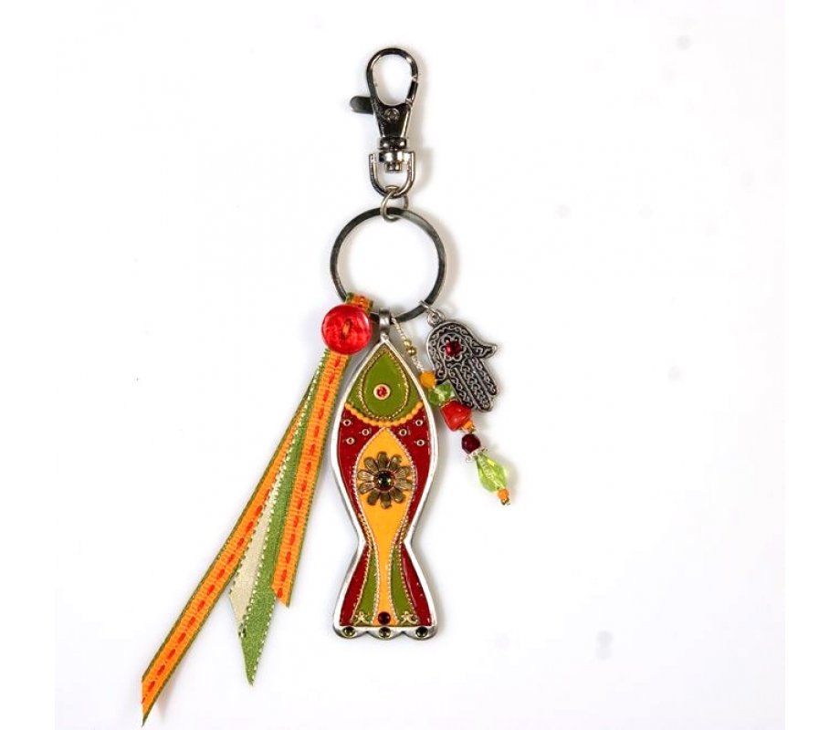 Fish Key Ring in Orange and Red - Shahaf