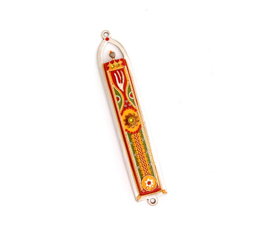 Flame Shin Pewter Mezuzah - Ester Shahaf