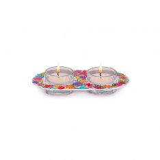 Floral Design Glass and Metal Candle Holders for Tea Lights - Yair Emanuel