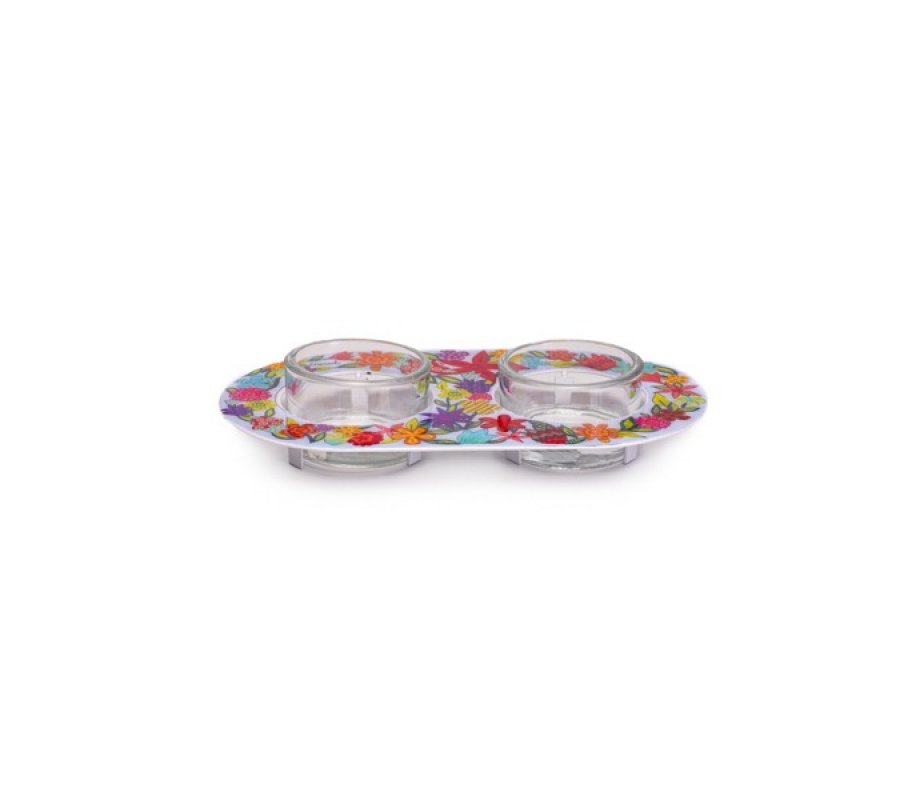 Floral Design Glass and Metal Candle Holders for Tea Lights - Yair Emanuel