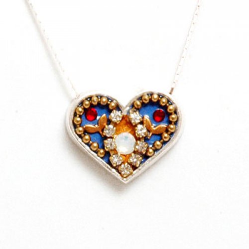 Flower Design Silver Heart Necklace - Ester Shahaf