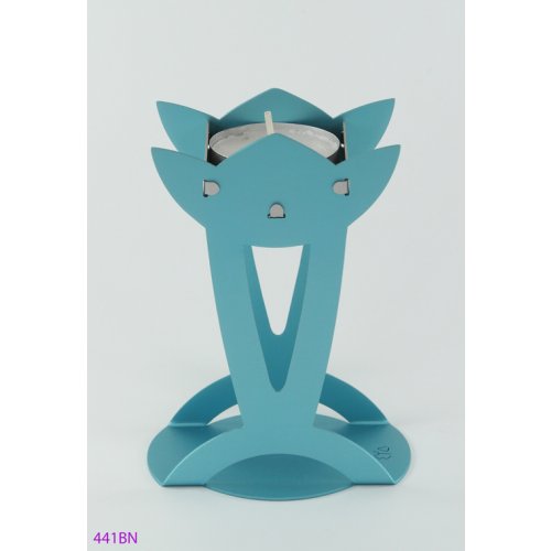 Flower Shaped Raised Candle Holders - Turquoise by Shraga Landesman