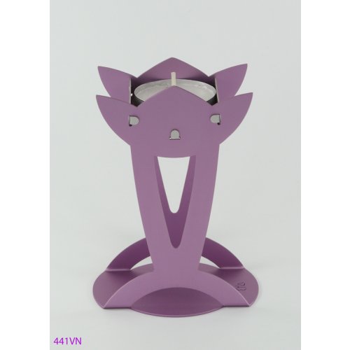 Flower Shaped Raised Candle Holders - Violet BY Shraga Landesman