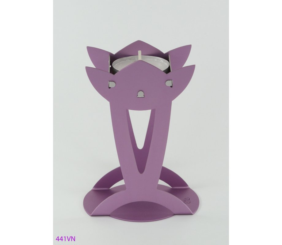 Flower Shaped Raised Candle Holders - Violet BY Shraga Landesman