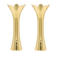 Flower Shaped Textured Gold Candlesticks, 8or 5 Height - Yair Emanuel