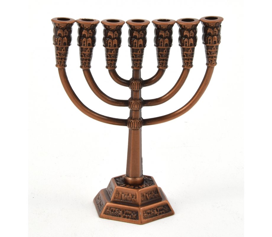 For Decoration, Miniature Seven Branch Menorah - Copper. 2.6