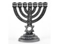 For Decoration, Miniature Seven Branch Menorah with Star of David - Pewter, 2.7 Inches