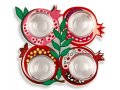 Four Joined Pomegranate-shaped Honey Dishes, Colorful - Dorit Judaica