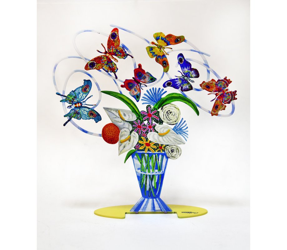 Free Standing Double Sided Colored Flower Vase Sculpture, Harmony - David Gerstein