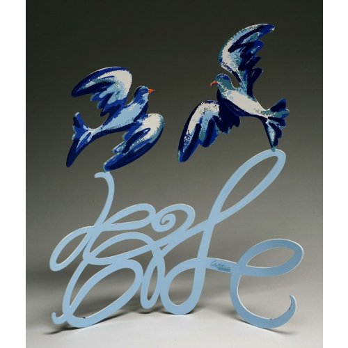 Free Standing Double Sided Doves Sculpture - Shalom by David Gerstein