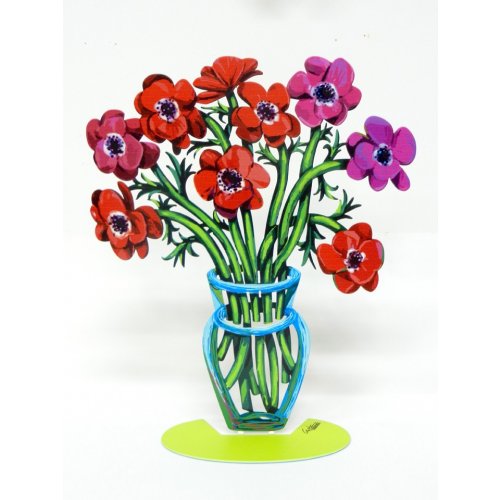 Free Standing Double Sided Flower Sculpture  Poppies Small by David Gerstein